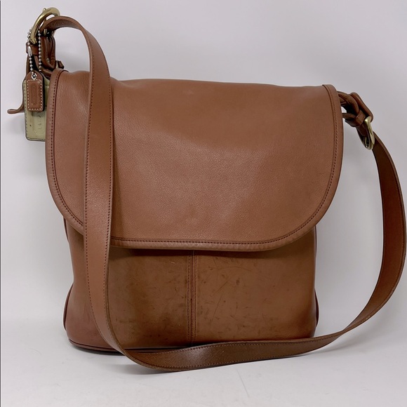 Vintage COACH 4115 Whitney Flap Crossbody Bag Brown Leather Made in USA - Picture 1 of 17